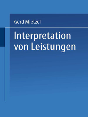 cover image of Interpretation von Leistungen
